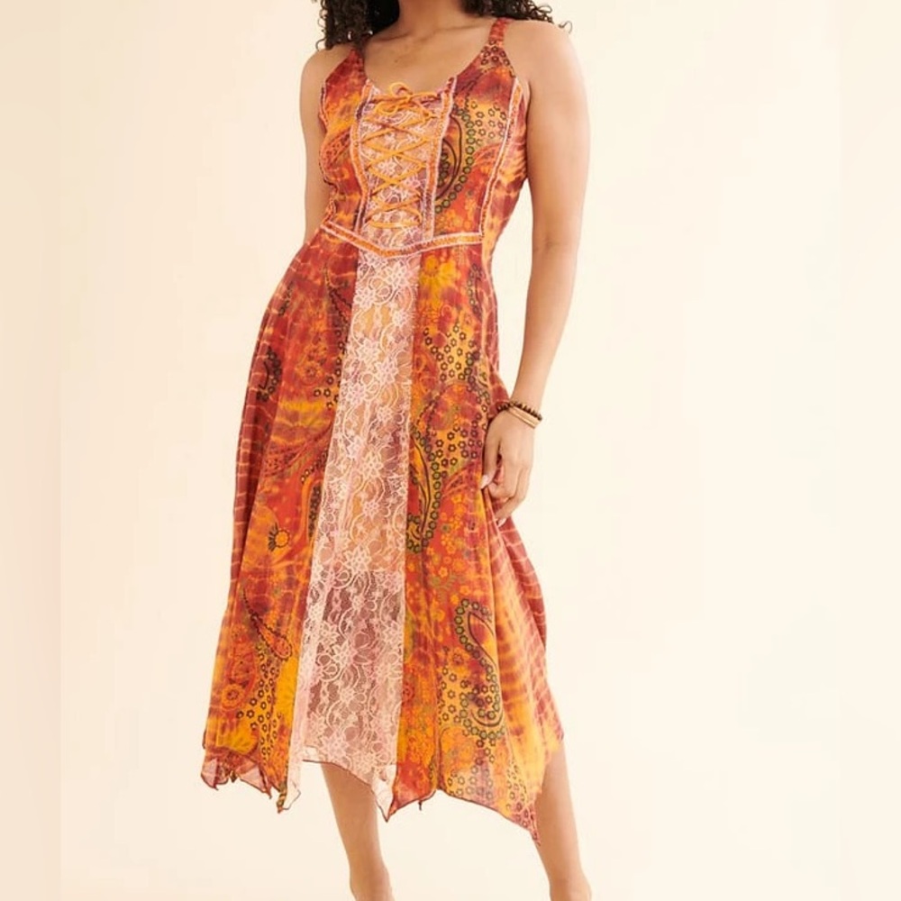 EARTHBOUND Orange and Red Asymmetrical Dress